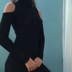 black turtleneck cold shoulder dress